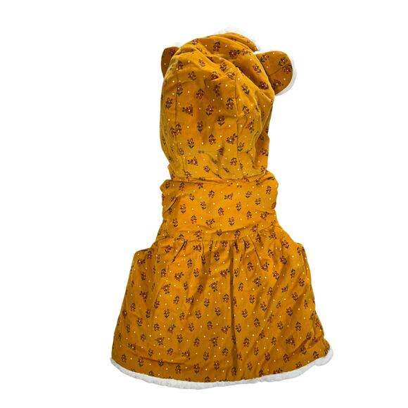 Catherine Malandrino Mini Baby Vest 3-6M Corduroy Faux Fur Hood Bear Ears Floral - Picture 7 of 7